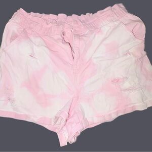 No Boundaries Women's Pink & White Tye-Dye Shorts - XXXL